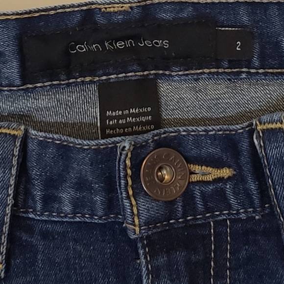 Calvin Klein Flare Stretch Blue Denim Jeans Size 2 X 32 Whiskering Fading - Picture 6 of 14
